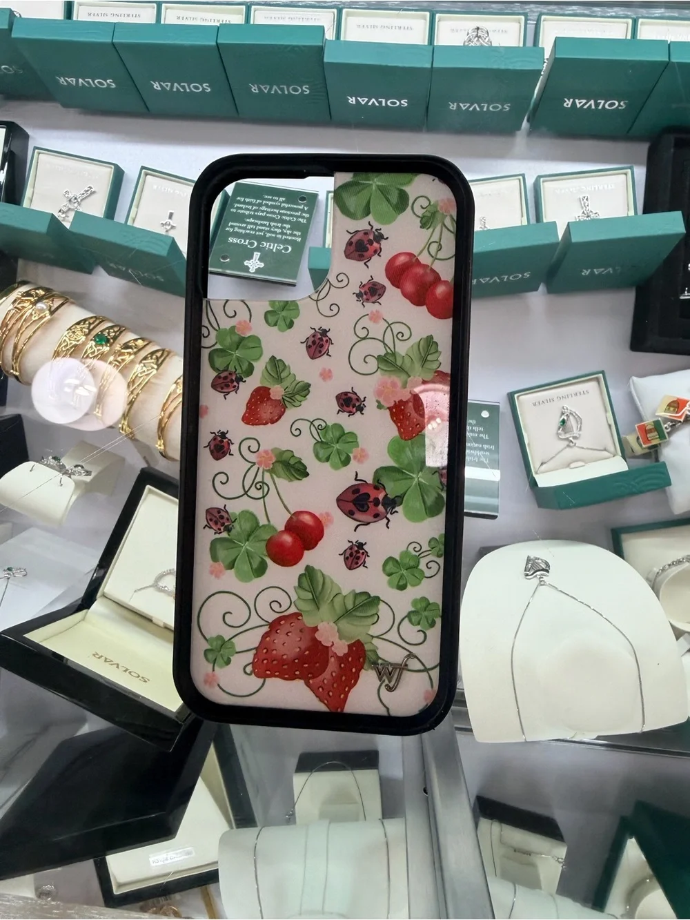 Pink Floral Blueberry Pattern Phone Case - Compatible Design
